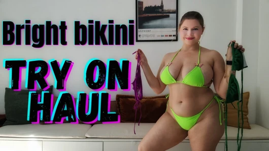 3 Sexy Bikinis Try On Haul - Green, Purple & Neon Green