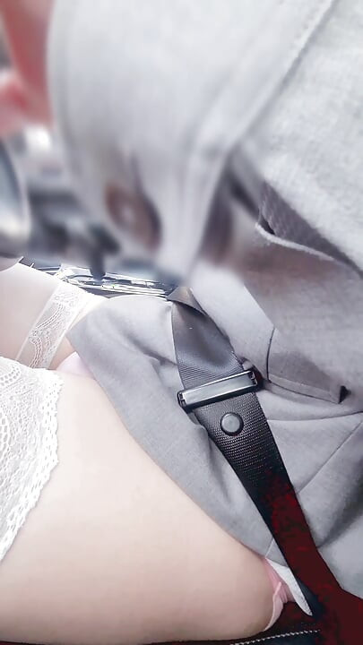 Driving to work at the morning, dressed like a slutty whore underneath a formal suit.