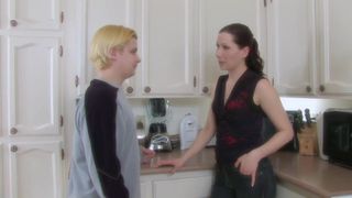 Blonde dude fucks hard his girlfriend on the kitchen