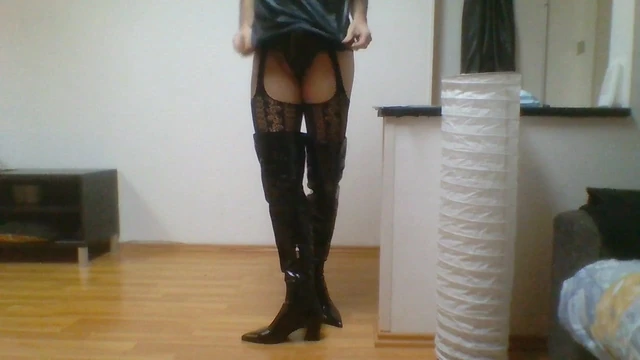 leather crossdress strip tease