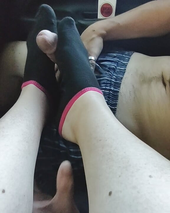 Public Footjob Sockjob With Black Girls' Ankle Socks - Cum On Socks