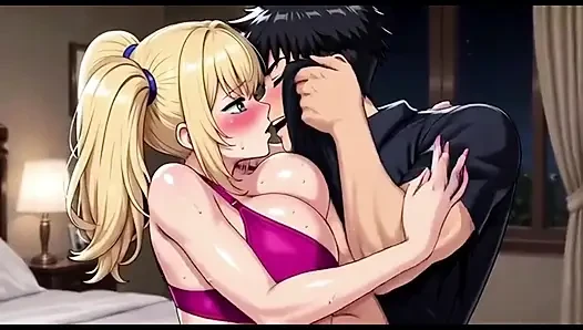 Blonde girl having fun