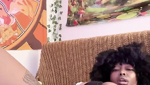 Sexy Ebony Slut Stuffed Her Pussy with Huge Dildo