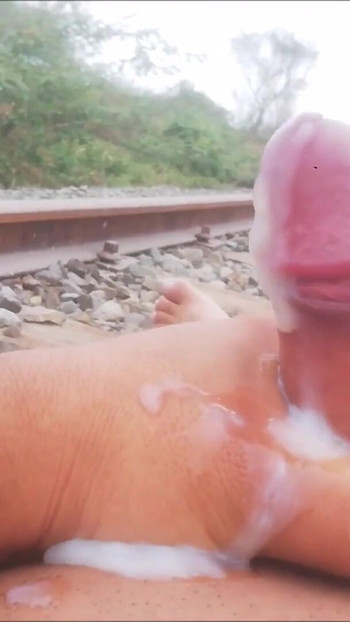 Captivating moment from "Mi Verga Eruccionando Full Semen en las Vias del Tren"