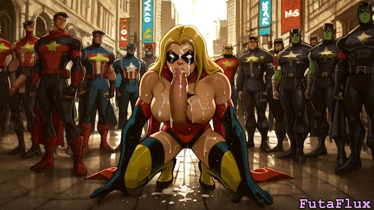 Futanari Carol Danvers - masturbiranje, cumshots, selfsucking i još mnogo toga!