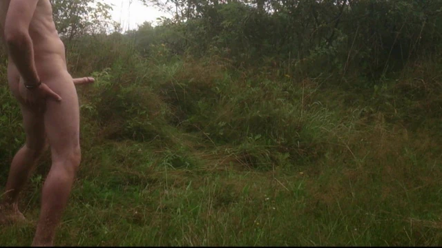 Jerking off outdoor naked in the field 01