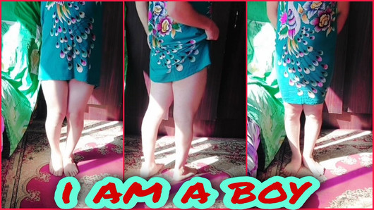 Green Sexy Mini House Dress Shemale Big Butt Sissy Trap Big Ass Tranny Booty Crossdresser Lady Boy Femboy Cute MTF