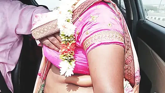 Indian Car Sex Telugu Saree Housewife Car Journey for Fucking with Husbend's Friend. Telugu Dirty Talks.
