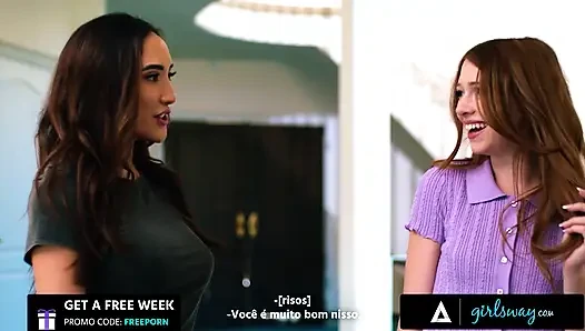 GIRLSWAY - Petite Redhead Myra Moans Seduces Busty Neighbor MILF Chloe Amour - PORTUGUESE SUBTITLES