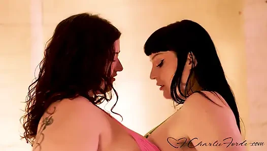 Very Busty Babes Celeste Noir And Emberly Adams Lick Pussies Nonstop