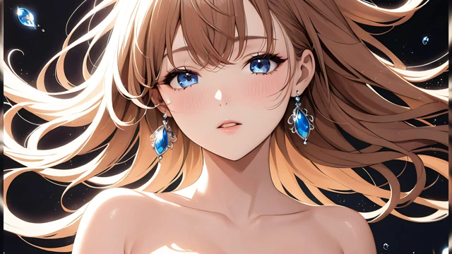 Weightless Serenity - Ai Girl Blinking Softly as Her Hair Floats in the Air
