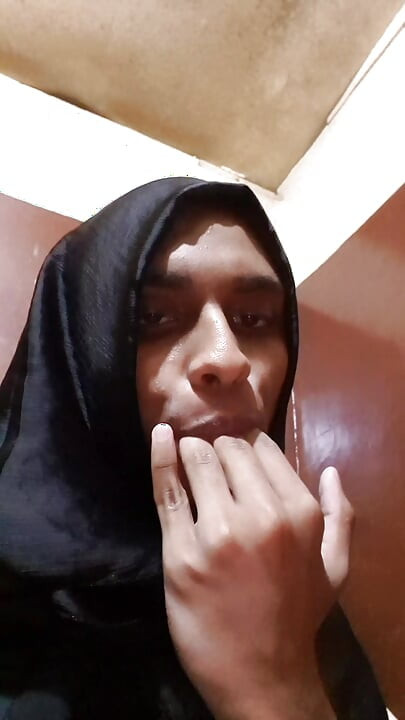 Asian sissy hijabi masterbation  fingering and spitt fetish