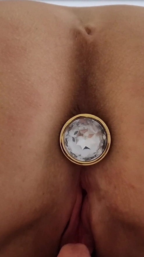 Wife gets anal plug into her ass and enjoys tongue while sucking husbands dick - close up view | Clip 2