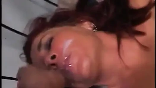 Interracial FMM threesome and double team fucking