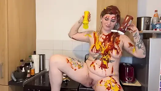 Wet and Messy Sausage Fuck with Ketchup and Mustard