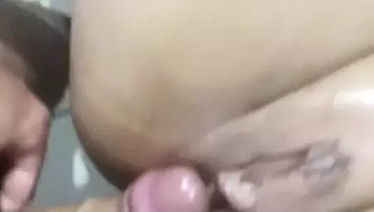 Couple trying to have anal sex, horny wife asks husband to go slow so it doesn't hurt too much real amateur home video of sex