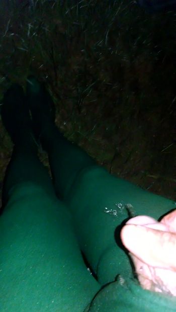 Gay Cd outdoors piss on my nylon pantyhose.