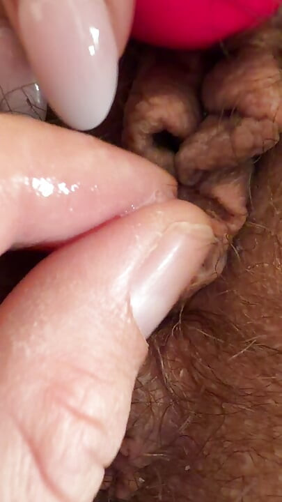 My wife wet pussy, closeup hairy cunt