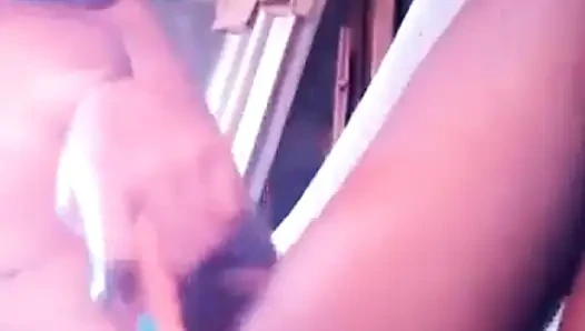 Cute girl dances while stroking her for fun
