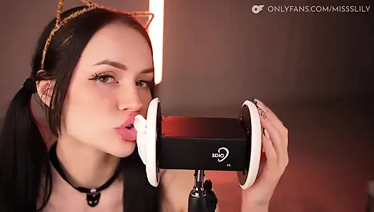 SENSUAL ASMR - PRETTY GIRL LICKS YOUR EARS, MOUTH SOUNDS, EARS EATING, COUNTDOWN