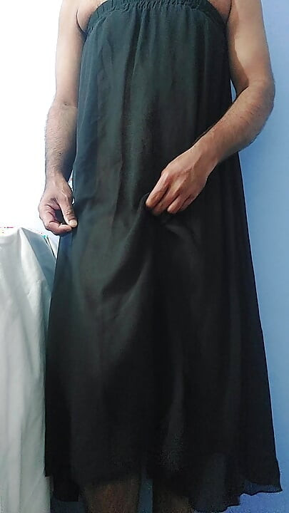 I'm masterbating and cum wearing a Silk Seethrough black skirt