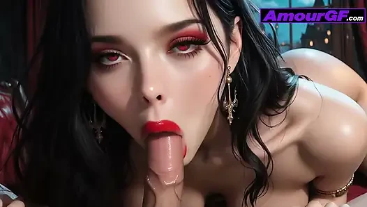 Vampir ai 3d ngentot kontol besar di kegelapan, erangan bernapas & climax basah