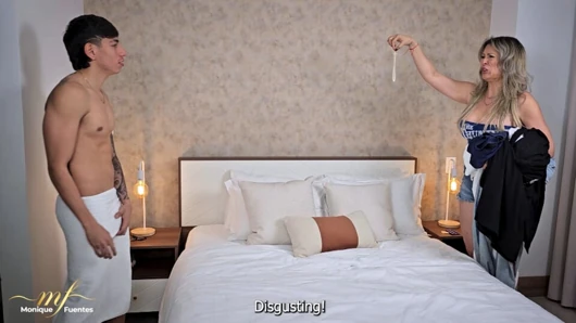 Mature stepmother takes her stepson's virginity without a condom - Monique Fuentes & Esteban Gamboa