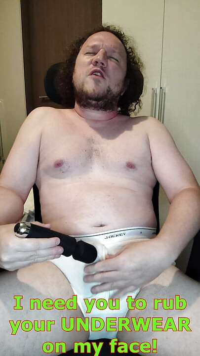 Verbal tease and cum in white Jockey Y-front full rise briefs