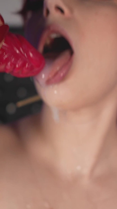 Red-haired Teen Gets Cum From Aliendildo All Over Her Hot Body in Slow Motion