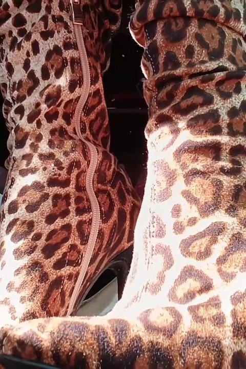 Box Crushing in Leopard Print Thigh High Boots - Kinkylyrical