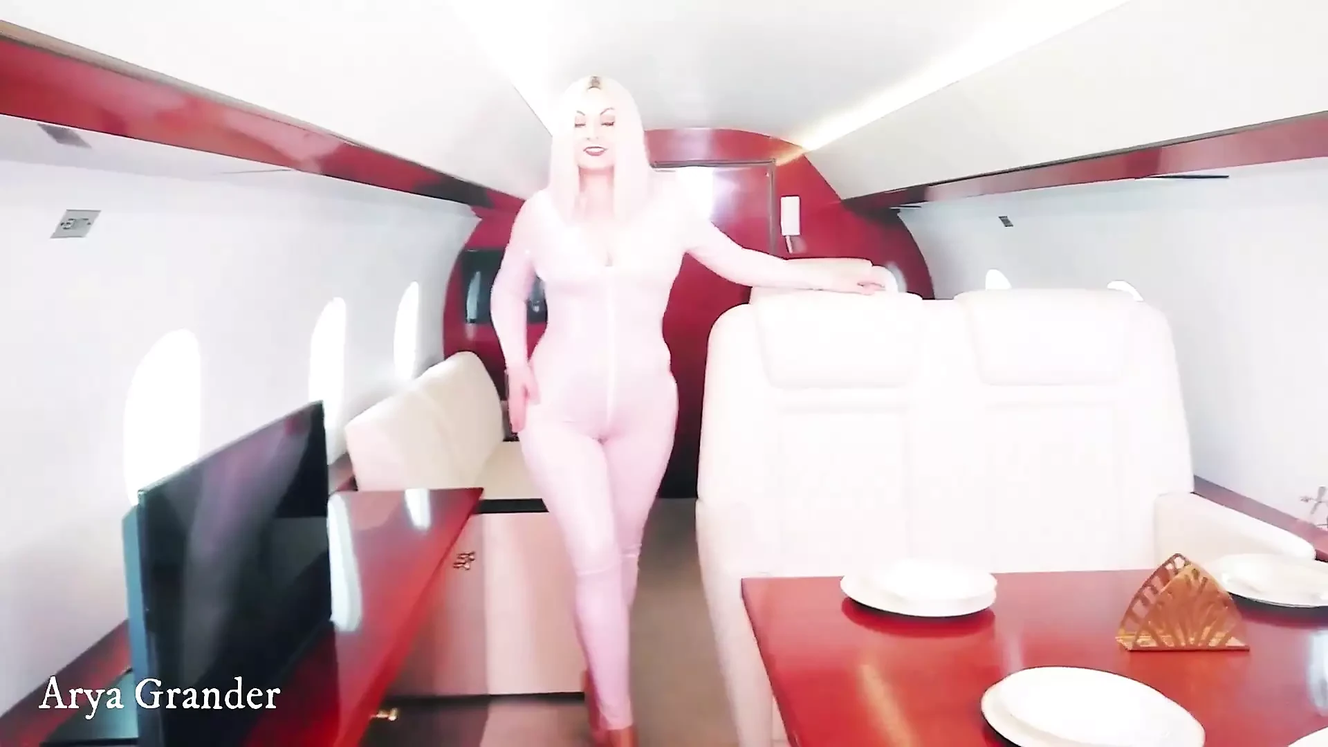 Sweet Curvy MILF in Pink Pvc Tight Catsuit Having Fun by Teasing You