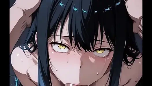 Nympho prince of AI sucking a dick with cumshot on her face.