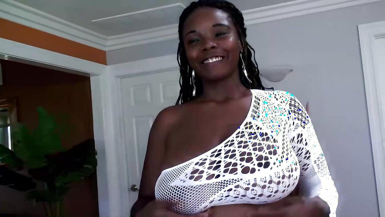 Sexy African Black Babe Likes White Cock and Cum