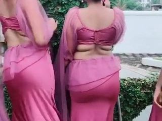 Meninas do sari do Sri Lanka dança quente