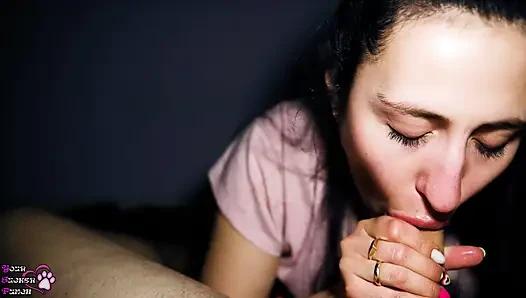Sucking cock  and cum swallow before bed