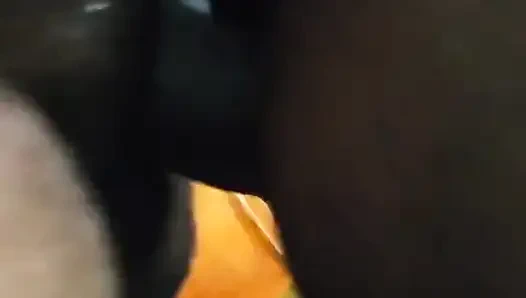 My wife is eating a big cock in bathroom part 1