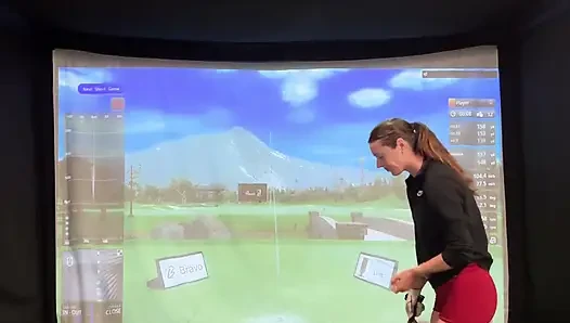Trying to Golf in a Simulator with My Lush in! Trying Not to Cum While I Swing!