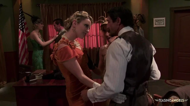 Group sex with three spicy blondes persuades the copper to finally catch