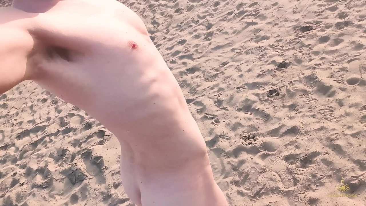 Twink on Forbidden Non Nudist Beach Secretly Naked 4K! Teenager Exhibitionism Goldenelixxxir!