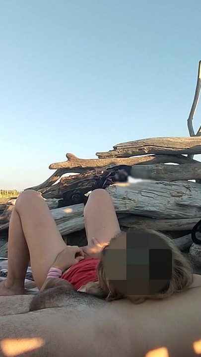 Captivating moment from "Pussy flash - Stranger caught my stepdad touching my pussy on a public beach and jerked off his dick -"
