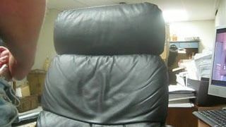 Big cumshot on leather chair