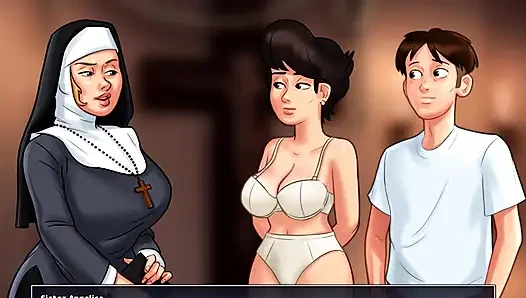 Summertime saga - Johannes played with Eve's pussy and she gave him a handjob