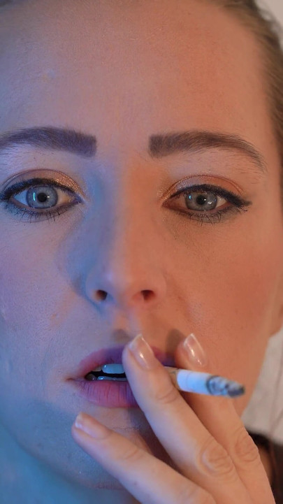 Sensual Close up Smoking with Petite Girl