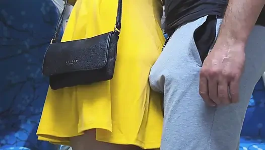 Risky Handjob Inside Public Transport! Dirty Stranger Ejaculate Using Girl's Hand