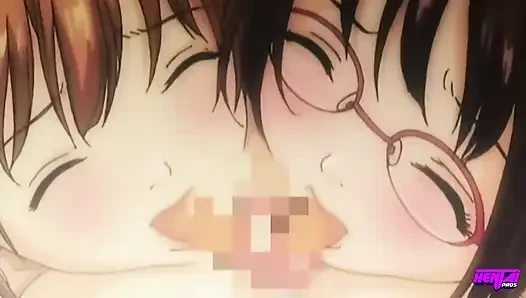 HENTAI PROS - грудастые красавицы рассеяют свои чувства, делясь диким тройничком со своим жестким соседом