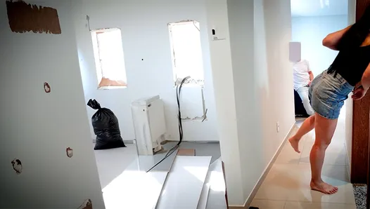 Naughty housewife fucks with the architect working at her house.