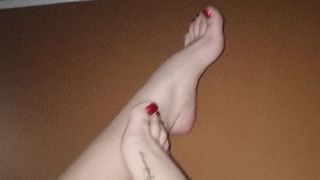 Red toes teasing