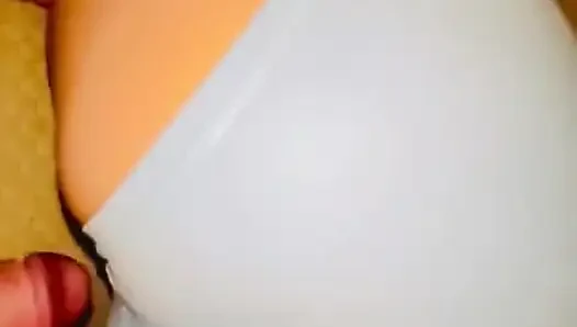 Rubbing My Big Cock on Wifes Perfect Tight Cameltoe in Yoga Shorts Doggystyle