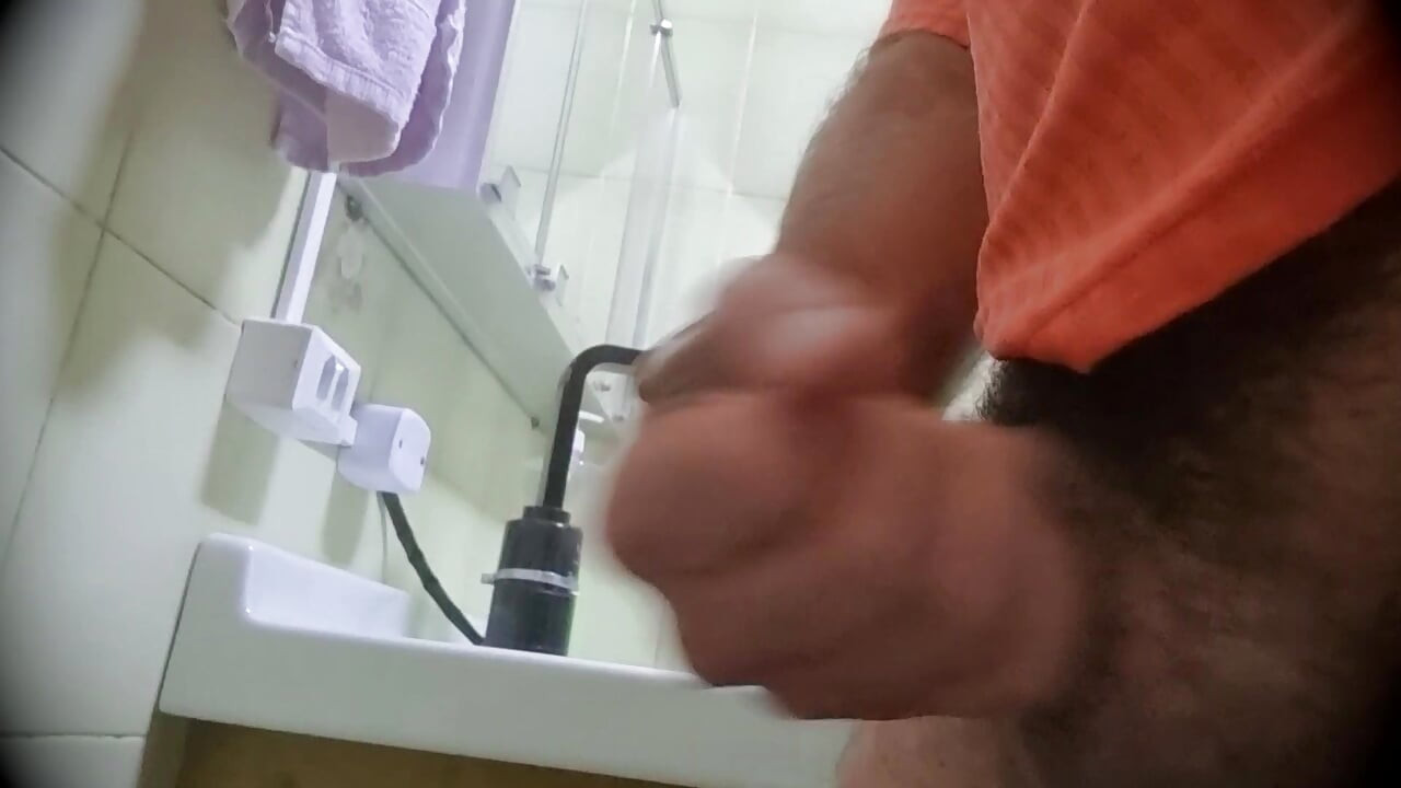 With a soft cock, hairy ejaculates 3 times, after a piss at work, to relax