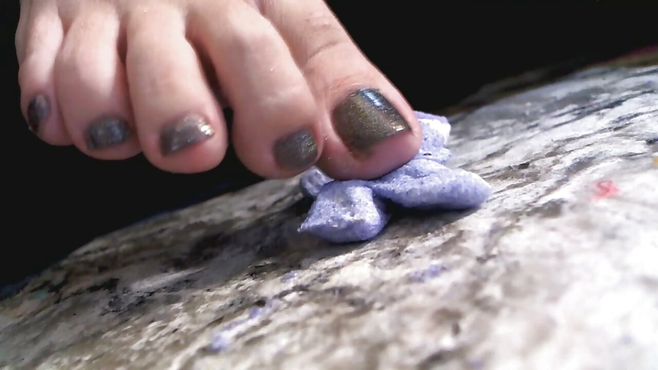 Easter Peep Crush. Long Toes Food Crush, Foot Worship up-close